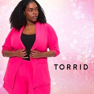 Torrid Parker Studio Crepe‎ Blazer Barbie Legally Blonde Hot Pink Peacock 3